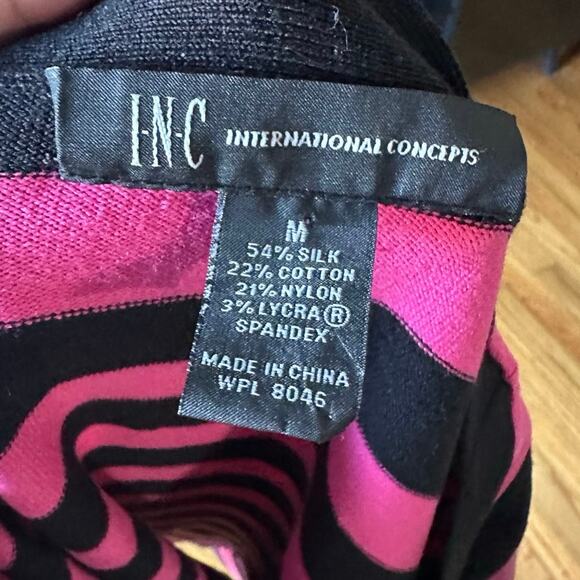 INC International Concepts Black & Pink Striped Tie Detail Blouse – Women’s - Picture 5 of 5